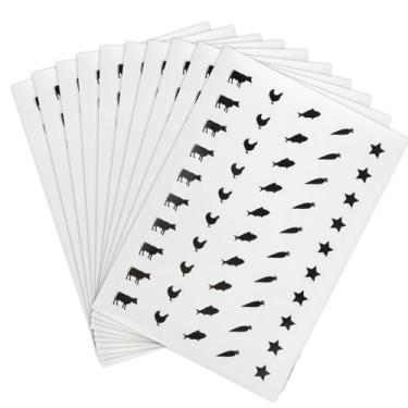 Imagem de 500un 5 Estilos Autocolantes Refeição para Cartões Lugar, 2cm Autocolantes Seleção Comida Casamento Carne Frango Peixe Cenoura Estrela Indicadores Comida Casamento (Preto)