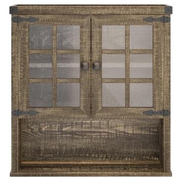 Imagem de FREDEES Armário de exibição de porta de vidro com prateleira ajustável - Armário curioso em camadas, armazenamento aberto, armazenamento multiuso doméstico para sala de estar