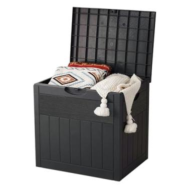 Imagem de EHHLY Caixa de armazenamento externa de 33 galões, pequena caixa de deck à prova d'água, caixa de entrega segura com trava para varanda externa, caixa de armazenamento de almofadas de pátio, caixa de