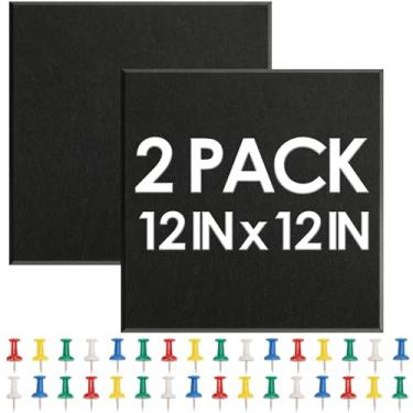 Imagem de MAPVOLUT 2 placas de feltro – 61 cm x 30 cm alternativa de quadro de cortiça reutilizável para parede com 30 pinos, 10 adesivos e guia sem vestígios – Perfeito para escritório, sala de aula, decoração