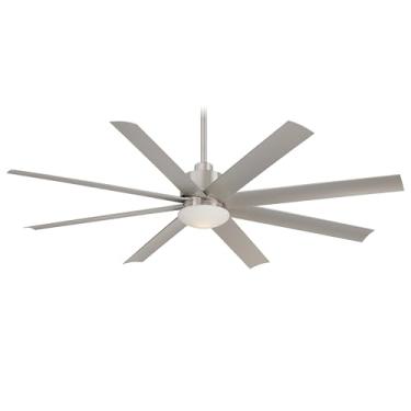 Imagem de Minka-Aire F888L-BNW Slipstream Ventilador de teto externo de 65 polegadas com luz LED regulável e motor CC em níquel escovado acabamento molhado