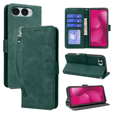 Imagem de NOUKAJU Capa para T-Mobile REVVL 8, capa protetora tipo carteira, antiqueda, absorção de choque, proteção abrangente, função de suporte, suporte ajustável, capa protetora para REVVL 8 (verde)