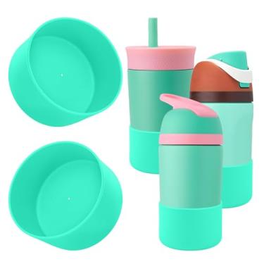 Imagem de 2 peças de bota protetora de silicone compatível com garrafa de água Owala Kids 473 g/396.9 g e copo de 340.2 g, adequado para crianças, antiderrapante e anti-arranhões protetor de capa de proteção