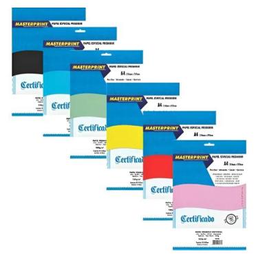 Imagem de Mix 6 Cores Papel Color Plus Offset 180g Masterprint 6 PACOTES COM 50 