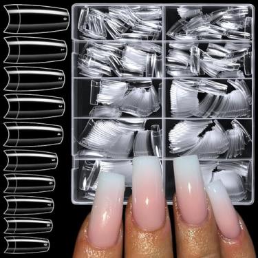 Imagem de Lifextol 480 peças de pontas longas de gel para unhas de caixão, unhas de acrílico transparente, unhas postiças, 12 tamanhos GG, meia capa, kit de pontas de unhas de gel macio para extensão artificial