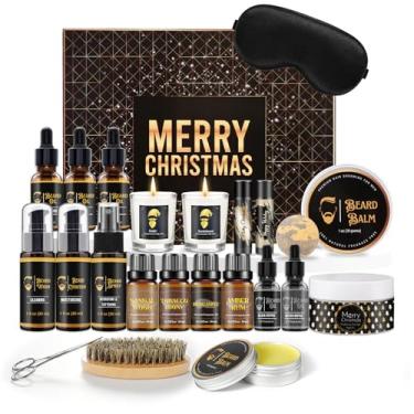 Imagem de Larchio Calendário Do Advento De Presentes Natal Para Homens 2024, Kits Cuidados Com A Barba 24 Dias, Vela Perfumada E Óleo Fragrância Surpresa Marido, Pai Namorado