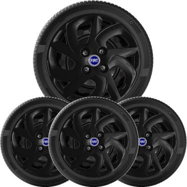 Imagem de 4X Calota Fiat Palio Uno Siena Aro 14 Preto 231Cb