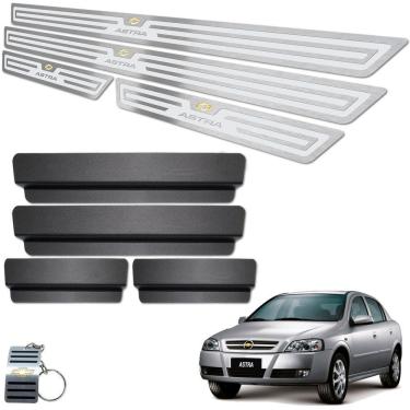 Imagem de Soleira Aço Inox Chevrolet Astra Prata Alto Relevo 4 Portas