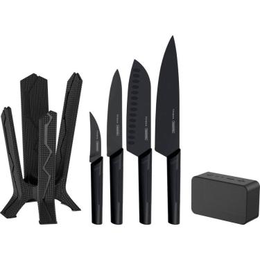 Imagem de Jogo De Facas Tramontina Nygma Com Caixa De Som 6 Pç Preto