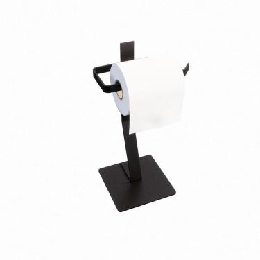 Imagem de Porta Papel Higiênico Chão Papeleira Banheiro Lavabo Preto