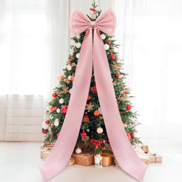 Imagem de Decoração de topo de árvore de Natal Giant Bow Dusty Pink - Wavwavw