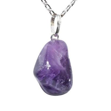Imagem de Colar de Ametista Rolada com Montagem em Prata 950 - Joia Natural - Cr