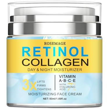 Imagem de Creme facial de colágeno com retinol, ácido hialurônico para o dia, hidratação noturna, propriedades antienvelhecimento, 1,69 ml
