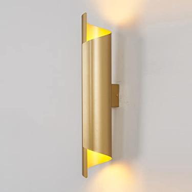 Imagem de Luminária de parede moderna de metal geométrico, luminária de parede para cima e para baixo, luminária nórdica simples de montagem em parede, luminária de cabeceira E27 para sala de estar, r