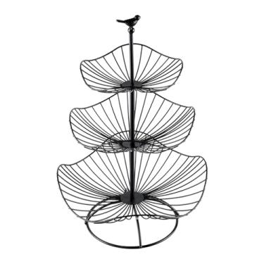 Imagem de predolo Bandejas de armazenamento de cesta de frutas, suporte de frutas decorativo de ferro e metal, organizador para balcão de cozinha, mesa, festa, sala de, Preto