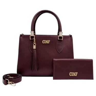 Imagem de Bolsa Feminina Média de Ombro + Carteira Kit Com 2 Peças (Bordô)
