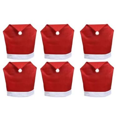 Imagem de Capa de Cadeira Natalina Formato Gorro Papai Noel  Vermelha e Branca  