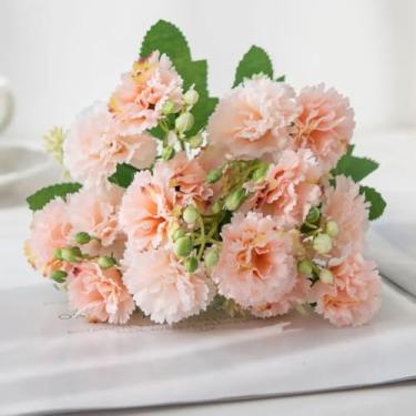 Imagem de Cravo de seda artificial, buquê de casamento, decoração para mesa, faça você mesmo, caixa de presentes, álbum de recortes (champanhe)