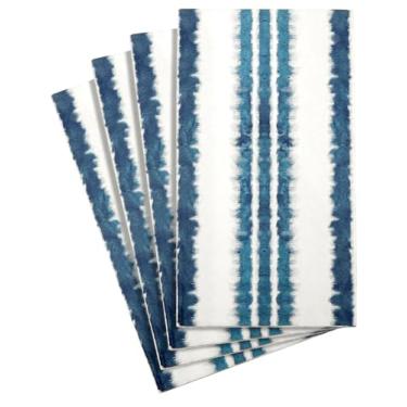 Imagem de Papel toalha de mão para decoração de banheiro, toalhas de hóspedes, papel azul descartável, guardanapos, listras decorativas Shibori, pacote 32