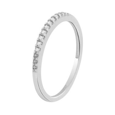 Imagem de Anel de Prata 925 Meia Aliança com Zircônia Branca 1.8x2mm