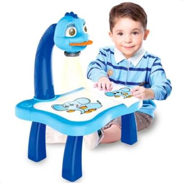 Imagem de Mesa Infantil para desenhar com Projetor na cor Azul + acessórios