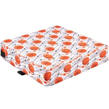 Imagem de Assento infantil com cinto de segurança ajustável de 8 cm extra grosso macio almofada infantil lavável para mesa de jantar (basquetebol)