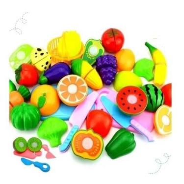 Imagem de Kit Cozinha Frutas Frutinhas tiras autocolantes de Cortar Brinquedo In