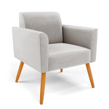 Imagem de Poltrona Pés Palito Castanho Marisa Veludo Cinza D03 - D'Rossi