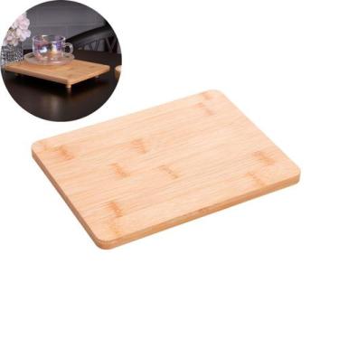 Imagem de Bandeja Apoio Retangular com Pé em Bambu 20x15x2,5 - Lyor