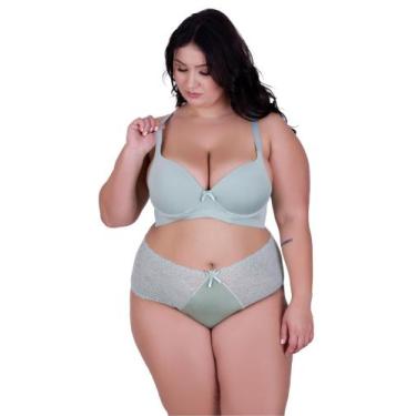 Imagem de Conjunto de Lingerie Plus Size Reforçado Sutiã e Calcinha Cintura Alta