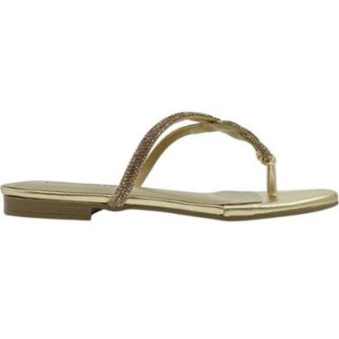 Imagem de Rasteirinha Dedo Feminina Casual Básica Dia a Dia Passeio Tiras Trançadas com Strass Via Marte 113-0-Feminino