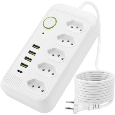 Imagem de Filtro de Linha com 5 Tomadas + 5 USB e 1 Tipo-C – Bivolt, 2500W, Proteção Contra Sobrecarga | Ideal para Casa, Escritório e Home Office