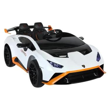 Imagem de Mini Carro Elétrico Infantil LamborghinSTO, Licenciado, Controle Remoto, Bateria Recarregável, LED, 3-5 km/h, Branco, Para Crianças 3-6 Anos