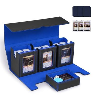 Imagem de Marsguard Trading Card Deck Box with Commander Display，4 in 1 MTG Storage Holds 300+ Double-Sleeved Cards，3 Deck Boxes & Dice Tray Included，Fits MTG, TCG, PTCG & Sports Cards