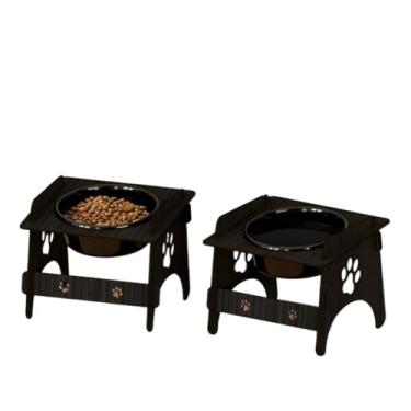 Imagem de Comedouro Elevado para Gatos e Cães MDF - Kit com Quadro Decorativo "Cantinho do Meu Pet"(4 Comedouros + 2 Quadros)