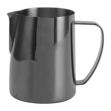 Imagem de Pilipane Jarro de espumador de leite de aço inoxidável, copo de espumador de leite multiuso para baristas domésticos e amantes de café, aço inoxidável 304, grande capacidade (preto, 600 ml)