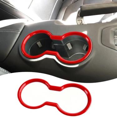 Imagem de Acabamento do suporte de copo dianteiro, para Ford Mustang 2024 2025 2026 - ABS Wine Red Front Cup Holder Protective Panel Cover Sport Interior Trim Accessories