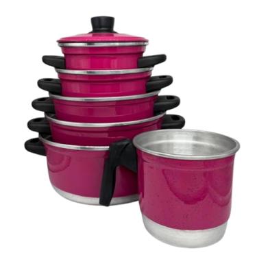 Imagem de Jogo de Panelas Rosa Pink 5 pçs + Fervedor nº12 1 Litro
