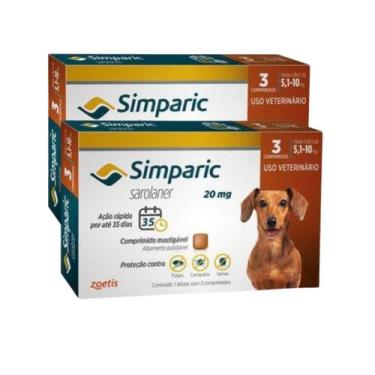 Imagem de Combo 2x Simparic 20mg Para Cães de 5 a 10kg - 6 Comprimidos - Zoetis