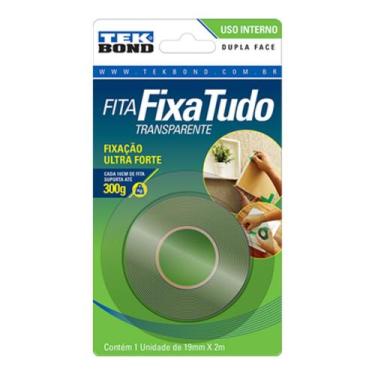 Imagem de Fita Acrílica Dupla Face Fixa Tudo Uso Interno 19mm x 2m Incolor Tekbo