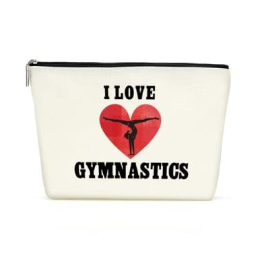 Imagem de Bolsa de maquiagem para presente de ginástica, bolsas de cosméticos para mulheres, formatura, aniversário, agradecimento, bolsa de maquiagem, bolsa com zíper, LCS ILoveGymnastics01 00125, 10 x 7 inch