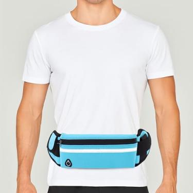 Imagem de Pochete de cinto de corrida fino para homens e mulheres, bolsa ajustável para todos os telefones, bolsa de corrida para treino, corrida, viagens, cinto de dinheiro e acessórios de fitness, azul