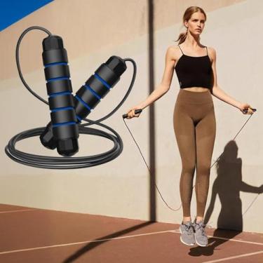 Imagem de Corda de pular, cabo de corda de pular com rolamentos de esferas para mulheres, homens, corda de salto de aço ajustável para treino com alças de espuma para fitness, exercícios em casa e corpo fino