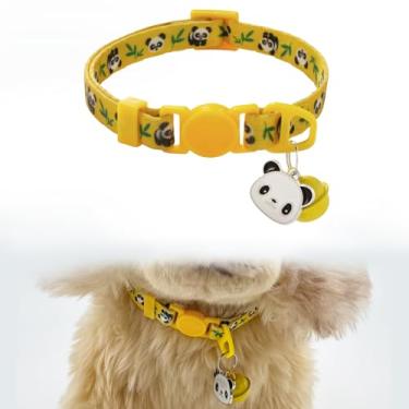 Imagem de Coleiras para filhotes de cachorro com sino breakaway para identificação de gato, ajustável, estampa de panda fofa, macia