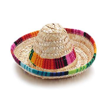Imagem de Boné de palha mexicano ornamentos coloridos para animais de estimação suprimentos para cães chapéu sombrero com fivela de gato