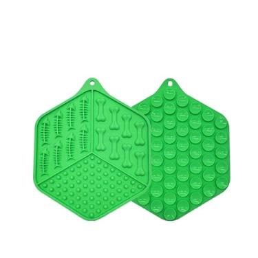 Imagem de Tapete Lambedor Inibidor de Ansiedade com Ventosas - Comedouro Lento para Cães e Gatos, 3 Divisórias (Verde,17)