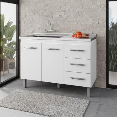 Imagem de Balcão Rosa 2 Portas 3 Gaveta Cozinha MB1 120cm - Doce Sonho Móveis, B