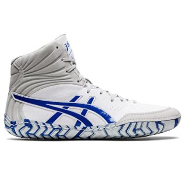 Imagem de ASICS Tênis de luta livre masculino Aggressor 5, Branco/Azul lápis-lazúli, 4