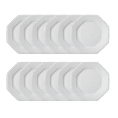 Imagem de Jogo 12 Pratos De Sobremesa Prisma Brancos 20,5 Cm Porcelana Schmidt