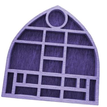 Imagem de Colaxi Prateleira para bugigangas em miniatura, mini porta-joias, porta-objetos colecionáveis, vitrine de madeira, Roxo